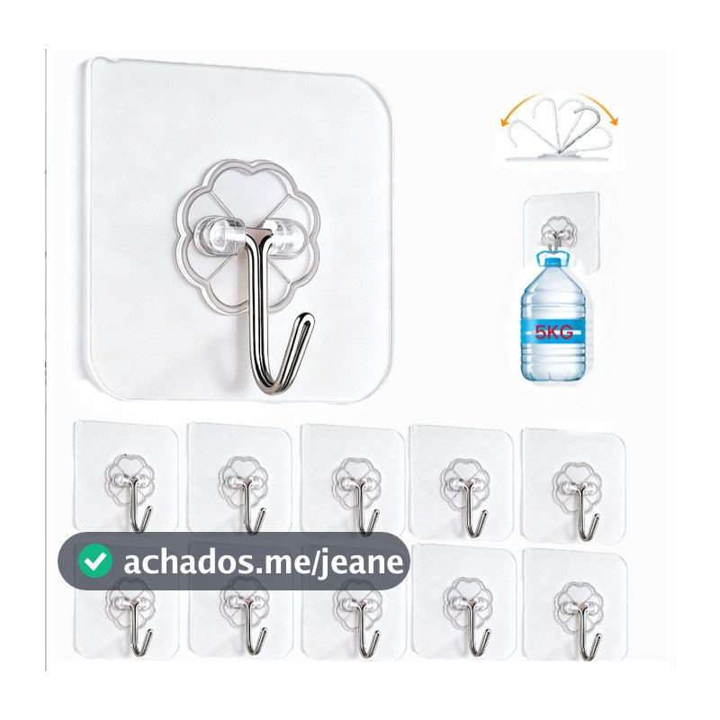 Ganchos Adesivo Gancho Pegajoso Haste 2/4/10pcs Ganchos Universais com Acabamento Metálico 5KG