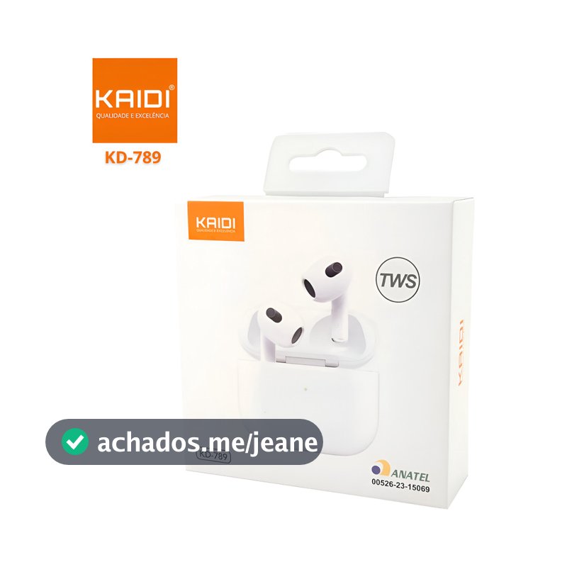 Fone De Ouvido Bluetooth Sem Fio Kaidi Kd789 Branco Tws 5.3