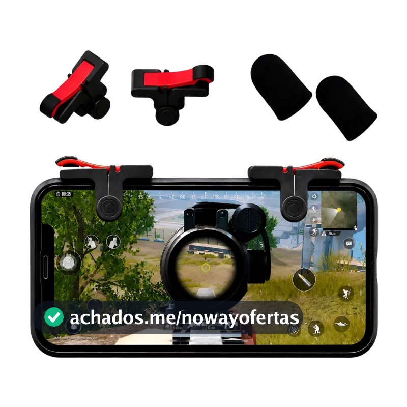 Kit Gatilho Para Celular Controle Botão Gatilho L1 R1 Pubg + Luva De Dedo Gamer Anti Suor