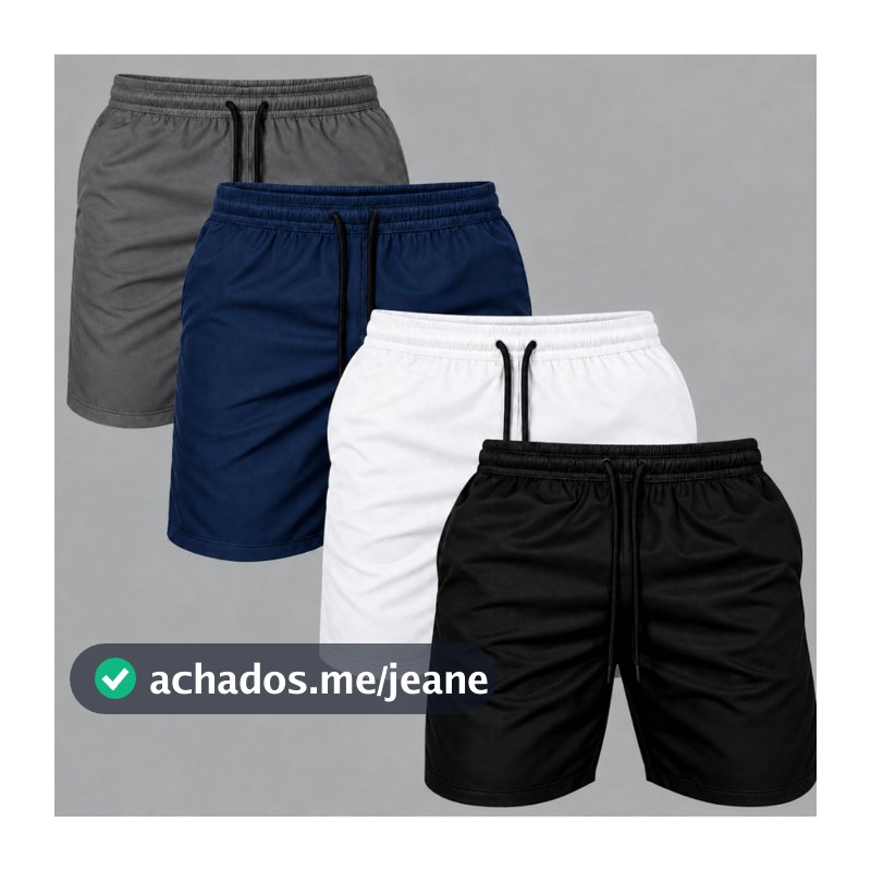 Kit 4 Short Masculino Bermuda Tactel Grosso Verão Academia Treino Praia Esporte Premium Fit Liso