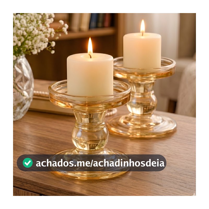 Castiçais de Vidro Porta Vela Enfeite Decoração Âmbar - elegante luxo decoração requinte velas