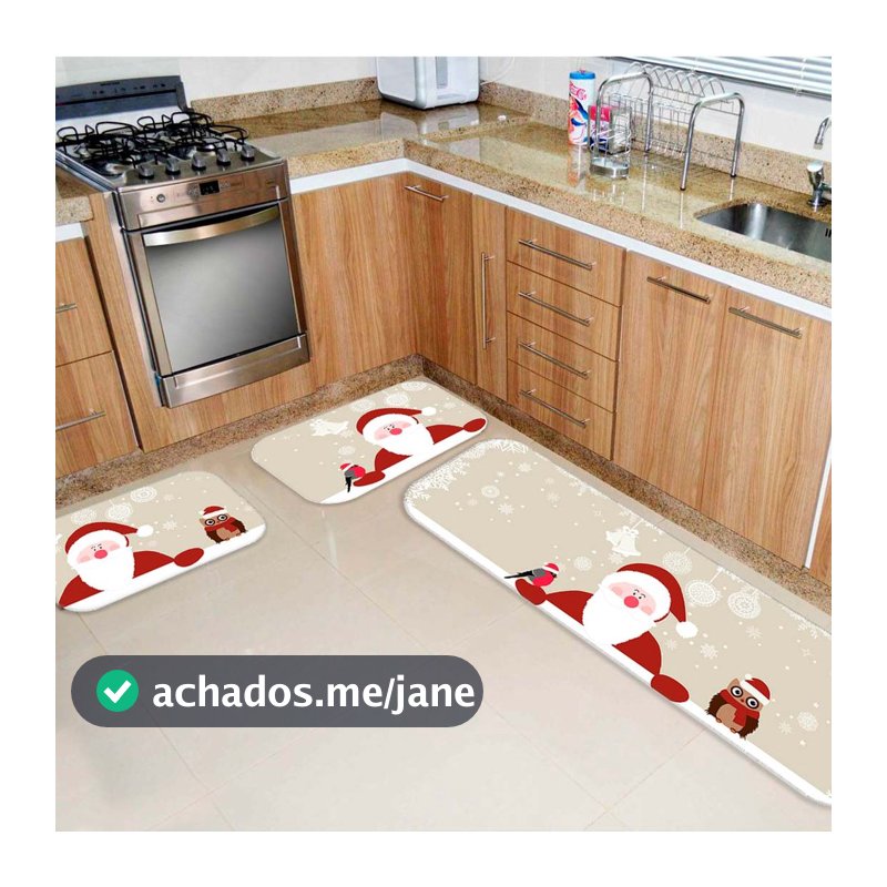 Kit Tapete de Natal para Cozinha 3 peças Christmas - PROMOÇÃO - Direto de Fábrica - Envio Imediato!!