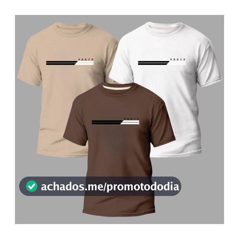 Kit 3 Camisas Masculinas 100% Algodão Premium Conforto Moda Casual Street Paris