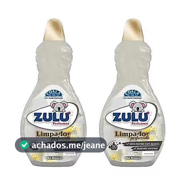 Kit 2 Limpador Multiuso Perfumado Zulu Coala 500ML Fragrância Chá Branco