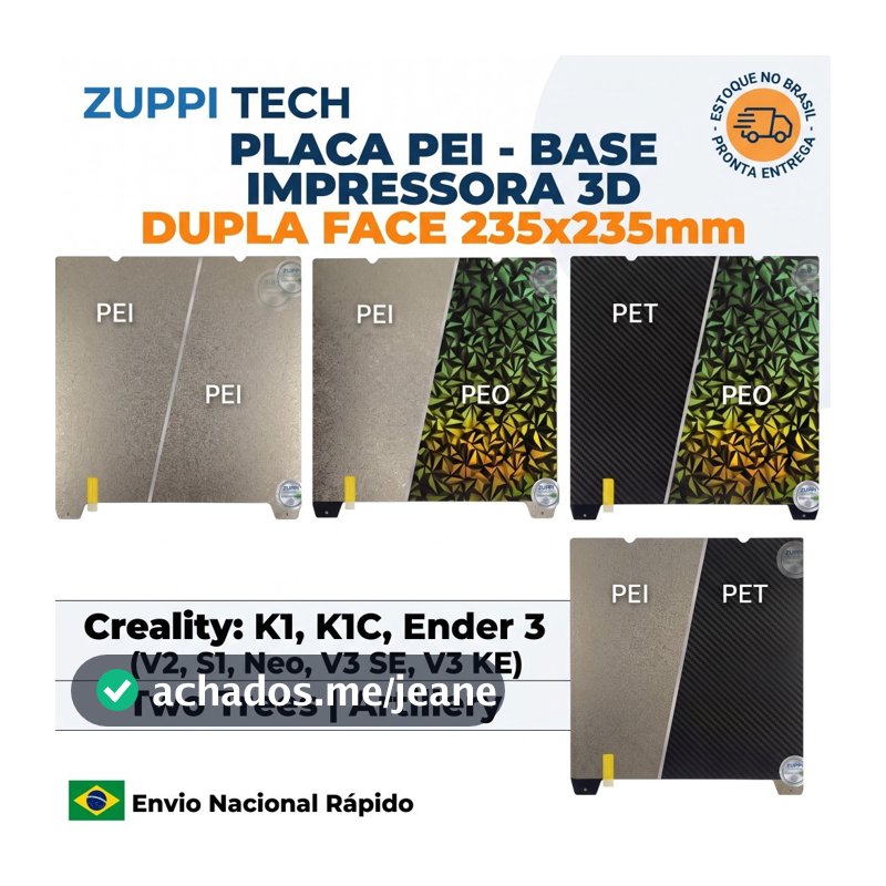 Placa de Impressão Magnética para impressora 3D - 235x235mm p/ Ender 3 V3, K1, S1 - Envio Nacional