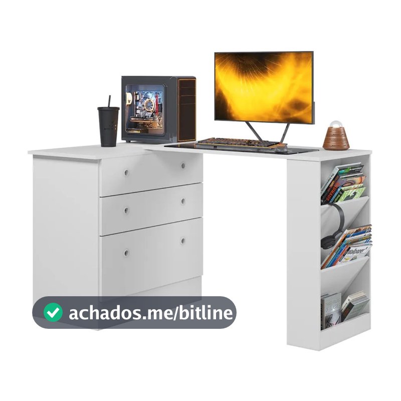 Cômoda Gamer 3 Gavetas com Mesa Giratória MDP Qmovi