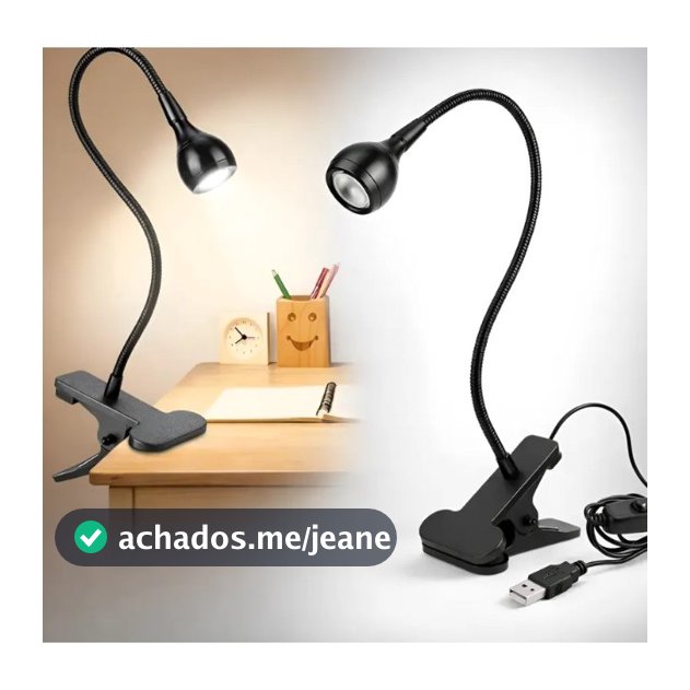 Luminária De Mesa Leitura Led Abajur Com Clip Articulado (3673)