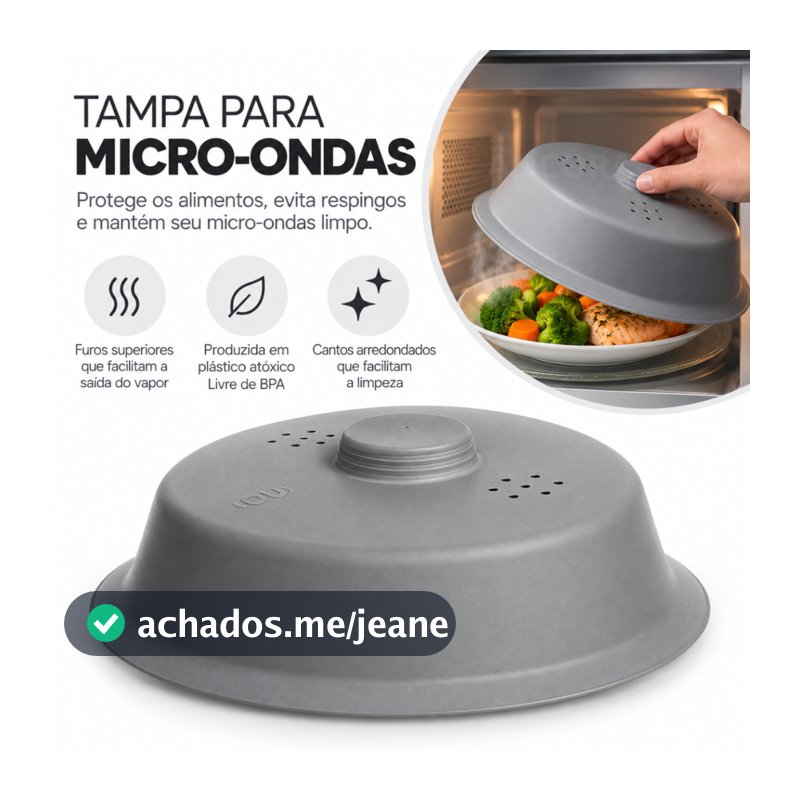 Tampa Para Microondas 27x7 Anti Sujeira Respingos Protetora de Alimentos Eletrolux Brastemp Bpa Free