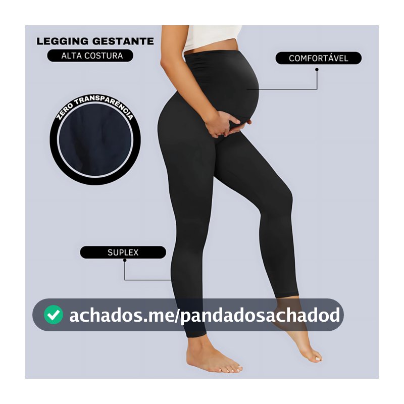 Calca Legging Para Gestante Gravida Maternidade Modelo Sem Transparência barriga cós alto