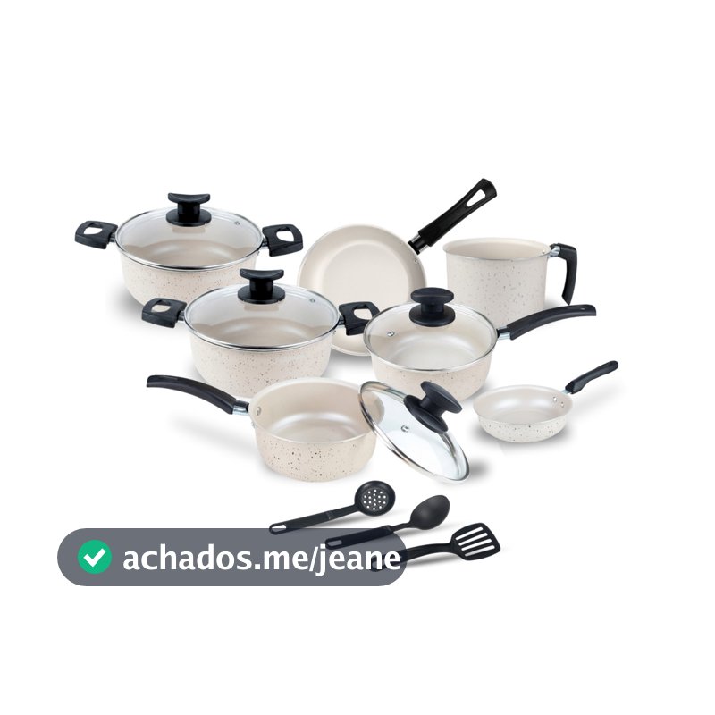 Conjunto Jogo de Panelas Teflon Atenas 10 Pçs Antiaderente Tampa de Vidro