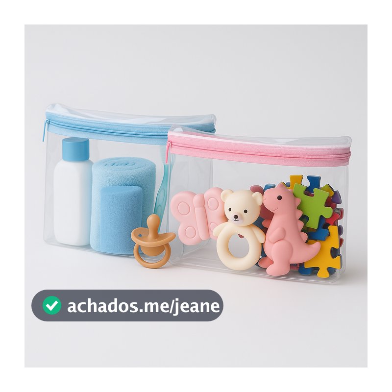 kit 30  Necessaire 18 x 15 x 5 Rosa/Azul/Branco  - Organizador Multiuso - Bolsa - Mala - kit festa