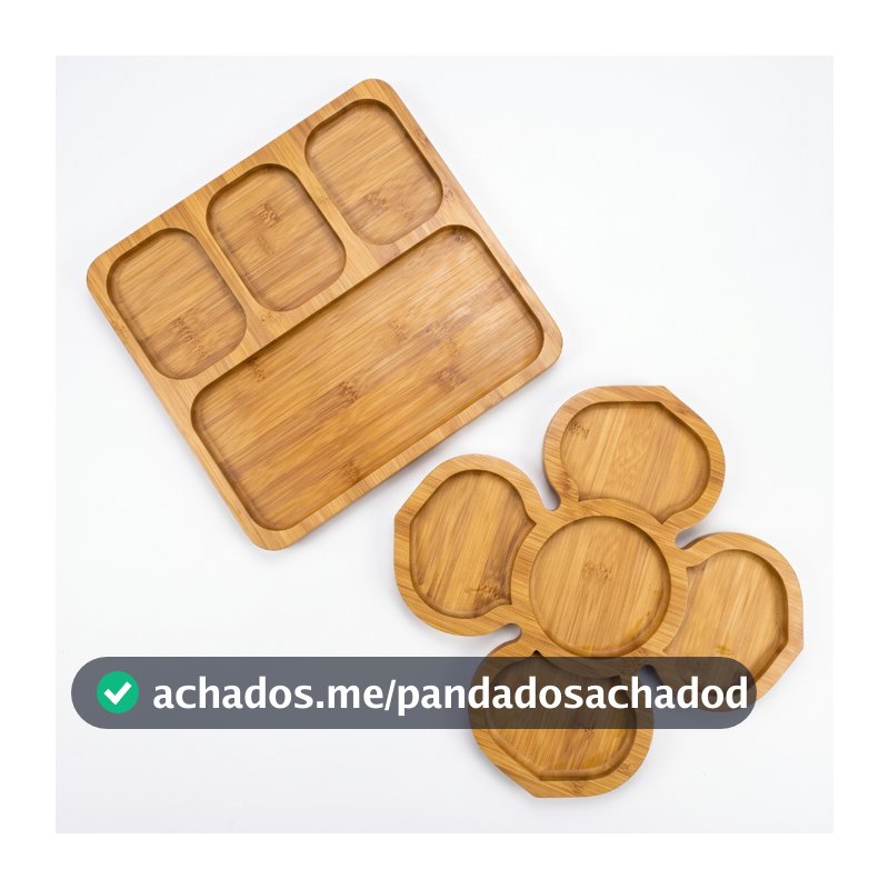Kit Petisqueira Flor + Petisqueira Quadrada MDF 30x30 Premium Servir Frios Churrasco Petiscos