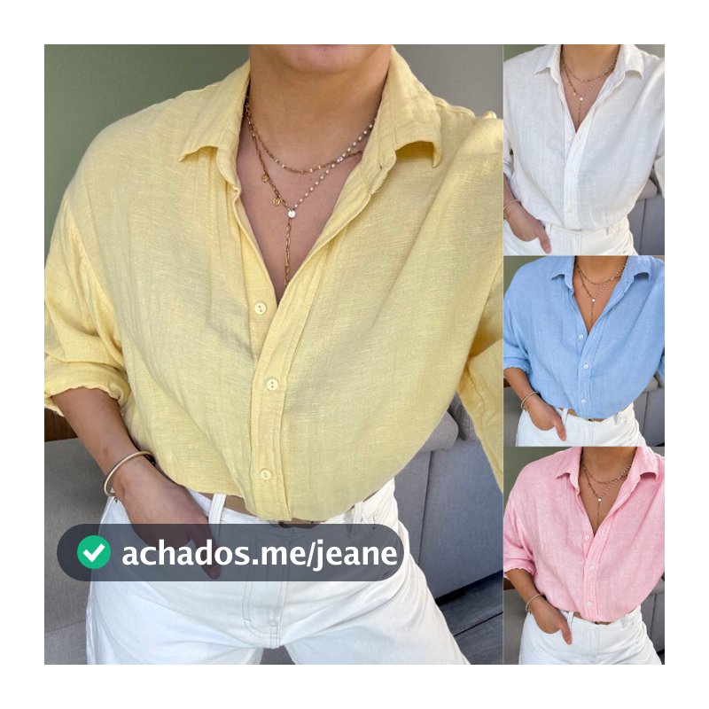 Camisa Social Alfaiataria Feminina de Linho verao 2026 Elegante Algodao