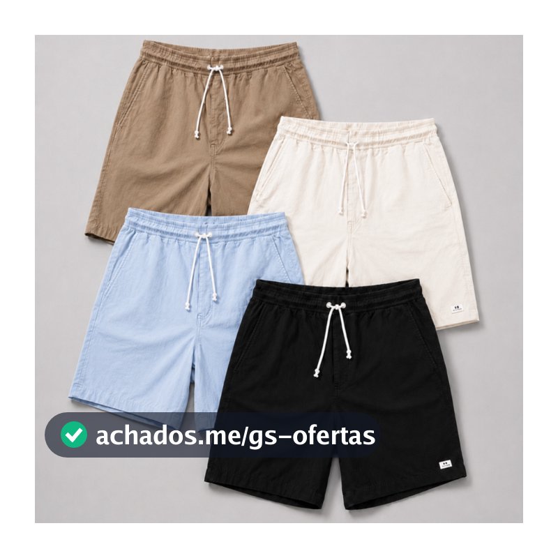 Kit com 4 Short Linho Masculino Bermuda Mauricinho Moda Praia Básico curto