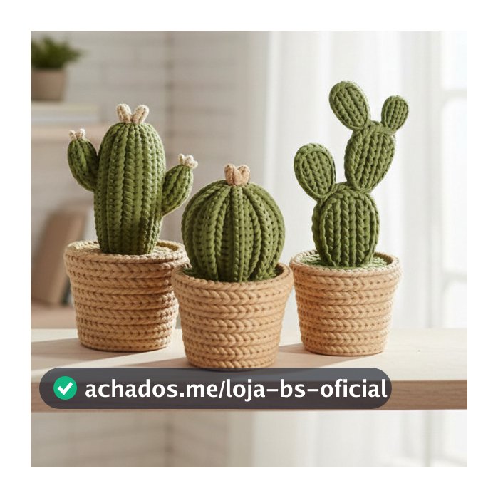 Promoção KIT 2 Cactos Decoração minimalista 3D Efeito Tricô – Decoração para sala Escritório  envio imediato