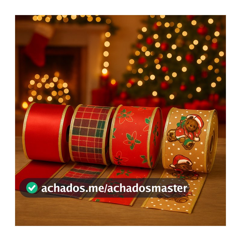 Fita Decoração Natal 10 Metros Decoração Laço Natalino Presente Fita Decoração Arvore de Natal