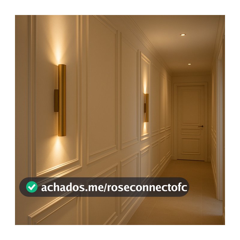 Kit 2 Arandela Parede 2 Fachos Tubo Cilindro Alumínio Dourado 45cm Boiserie