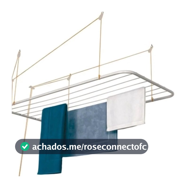 Varal de Teto Aço Branco 90cm x 56cm 13kg Resistente Maxeb