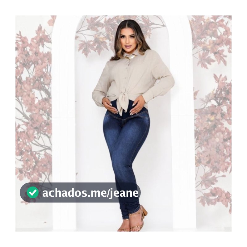 Calça Jeans Gestante Grávida Com Cós Anatômico Especial Suporte Barriga Confortável Skinny Moda Maternidade Premium