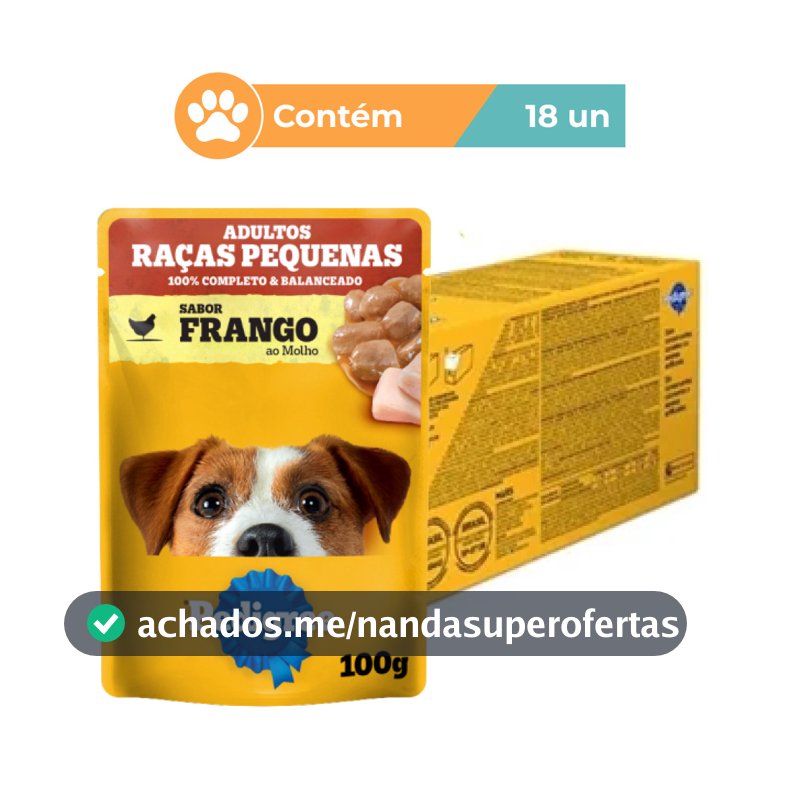 Ração Úmida Pedigree Frango Cães Raça Pequena 18x100g