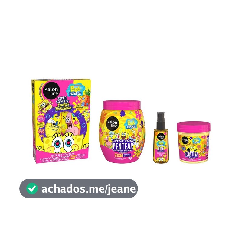 Kit Cheirinho de Abacaxi SOS Cachos Kids Bob Esponja