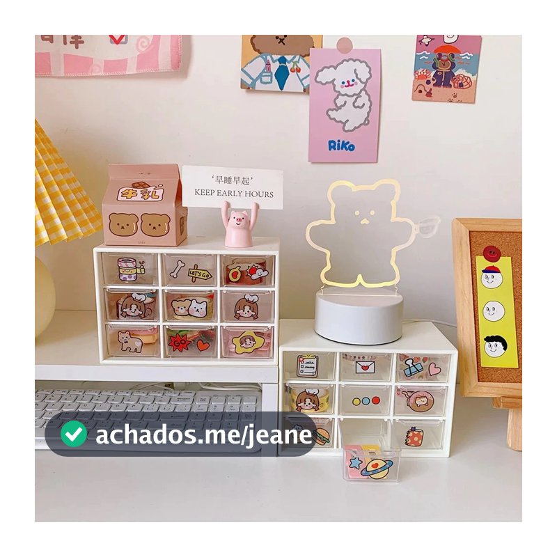 Organizador Mini Gaveteiro Com 9 Gavetas Transparente Para Maquiagem/Joias/Papelaria