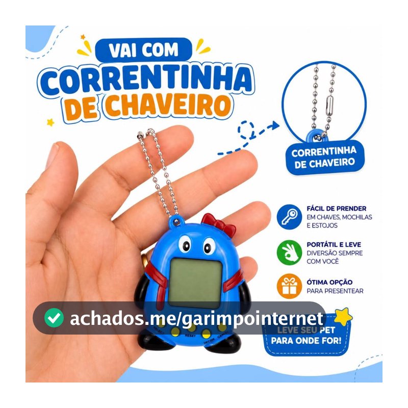 Mini Tamagotchi Virtual Pet Chaveiro Eletrônico Com Corrente Brinquedo Digital Interativo Infantil