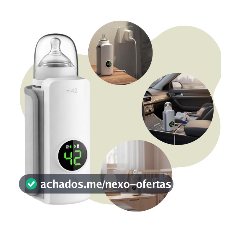 Aquecedor De Mamadeira Portátil Usb Sem Fio Recarregável Display Digital