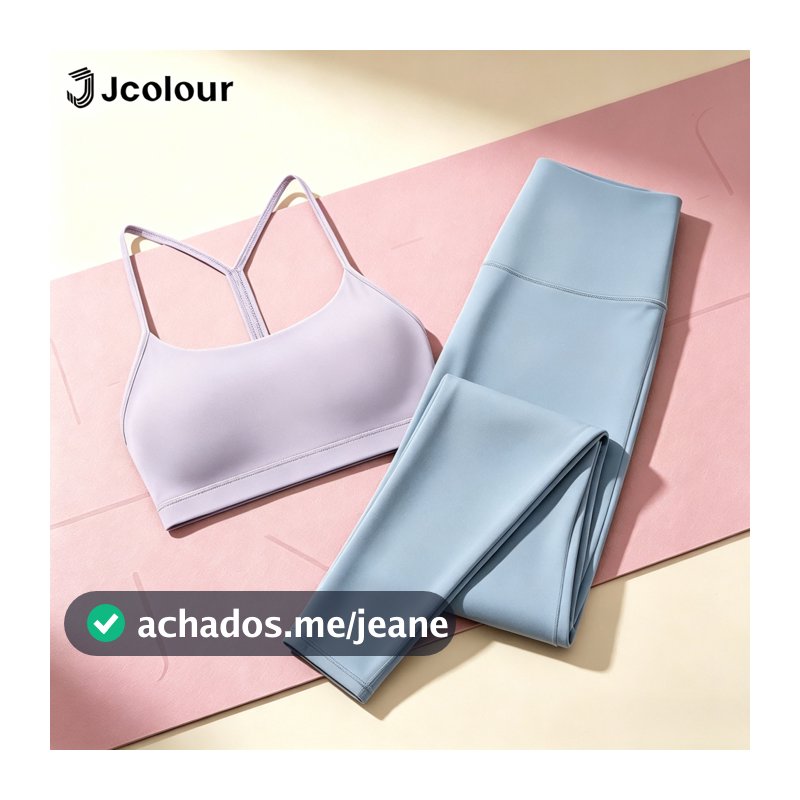 Conjunto Fitness Top com Bojo + Calça Legging Zero Transparência Cós Alto Corrida Treino Yoga