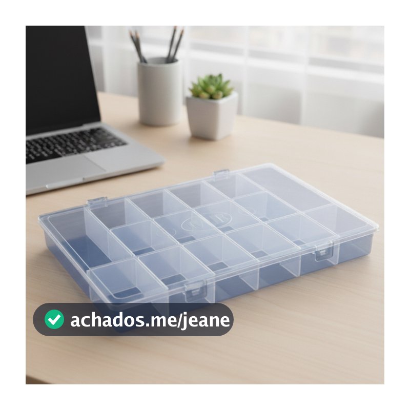 Organizador Caixa Box 16 Divisória em Plástico Resistente para Papelaria Itens de Pesca Remédios ,Joias Miçanga