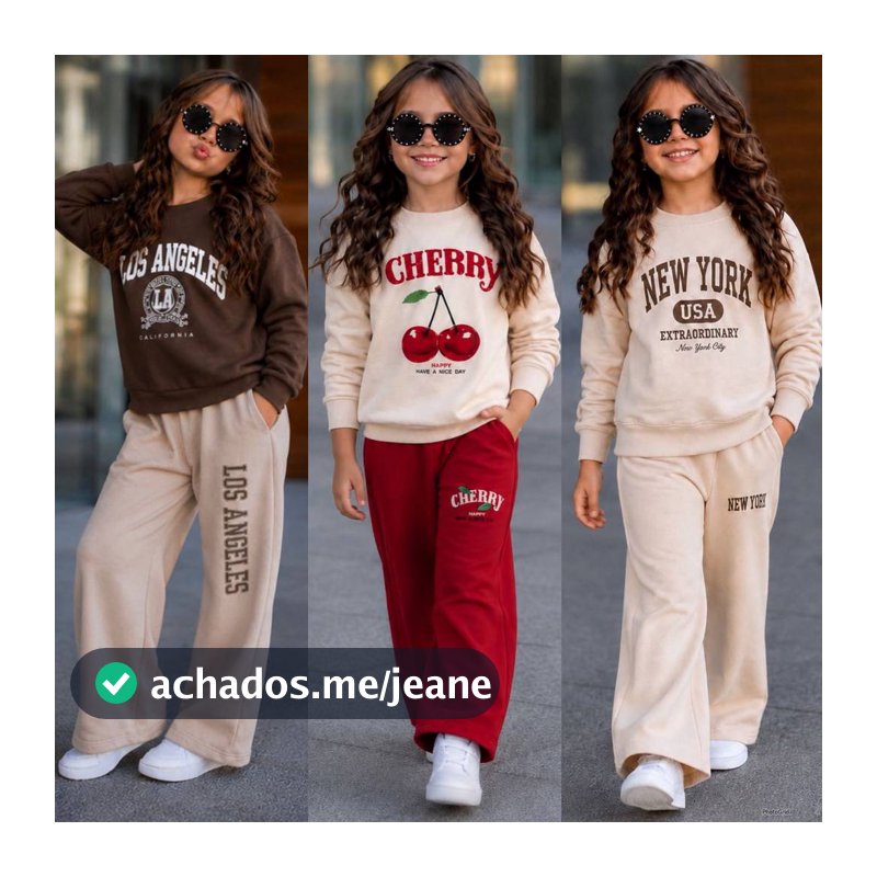 Conjunto de Frio Infantil Feminino 4 ao 12 Anos Moletinho Não Dá Bolinha Calça e Casaco