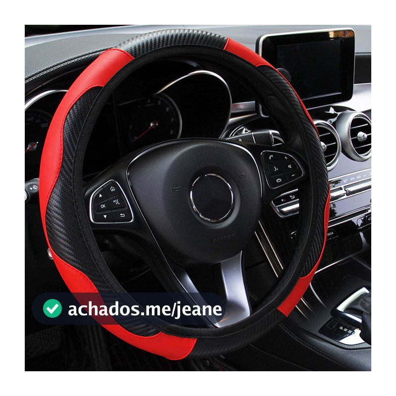 Capa do Volante e Cinto de Segurança Antiderrapante em Fibra de Carbono para Carro6
