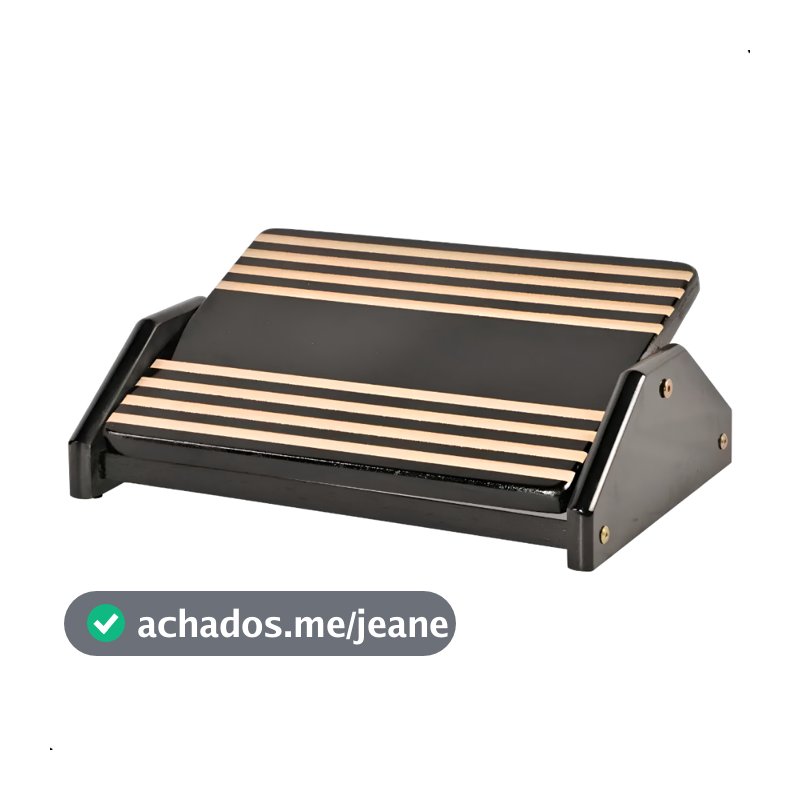 Apoio para Pés Ergonômico Souza MDF Black Piano Preto Regulável Antiderrapante Resistente Premium