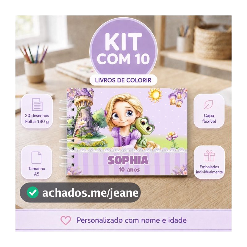 KIT LIVROS DE COLORIR | RAPUNZEL | TAMANHO A5 | PERSONALIZADO COM NOME E IDADE