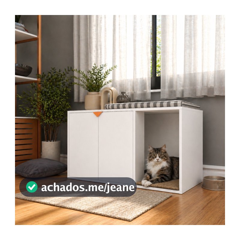 Caixa de Areia Box Sanitário para Gatos Fechado Branco com Cobre