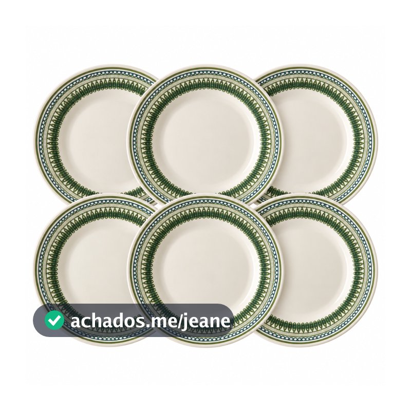 Jogo De 06 Prato Raso Ceramica 24cm Campestre Oxford