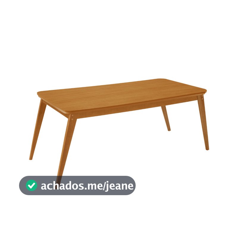 Mesa de Jantar Copper 180cm Madeira Tampo Canto Copo Moderna Mobília