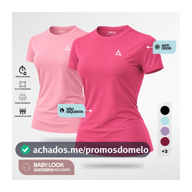 KIT 2 ou 1 Camiseta Feminina Dry Fit UV 50+ Blusas Baby Look Slim Camisas Academia Treino Musculação