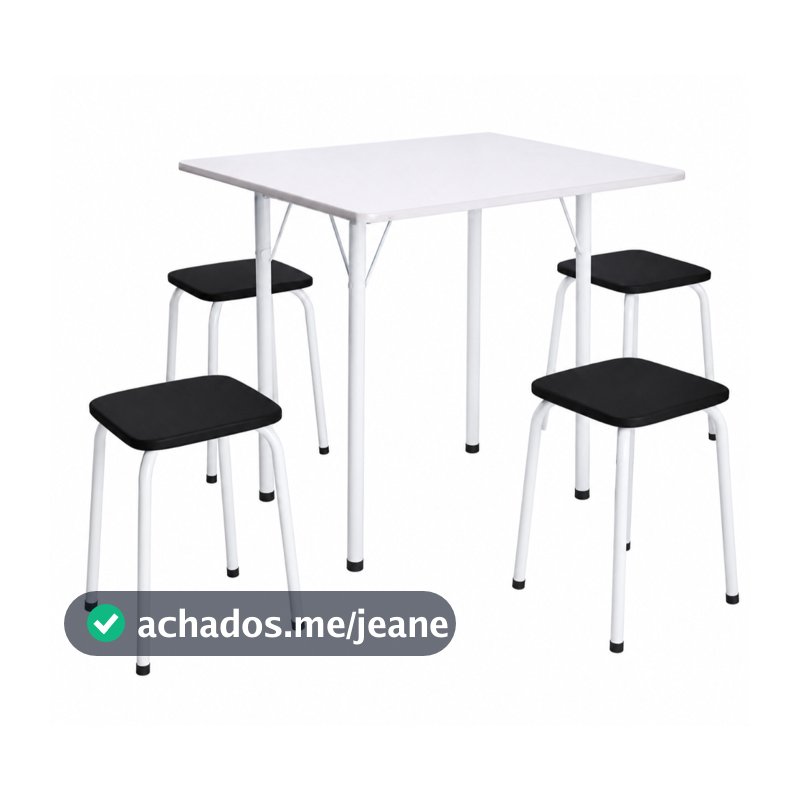 Conjunto Mesa Dobrável Com 4 Bancos Branco Cozinha Jantar Sala DECORAÇÃO ECONOMICA