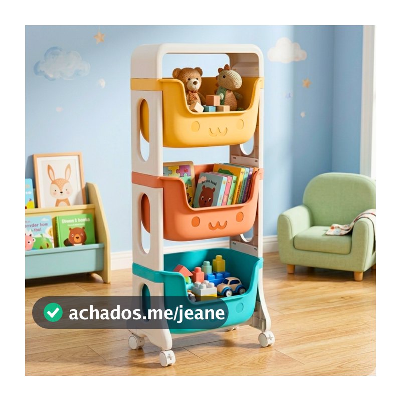 Prateleira Organizadora Caixa Cesto Infantil Brinquedos Quarto Bebê Estante Carrinho Box Prateleira