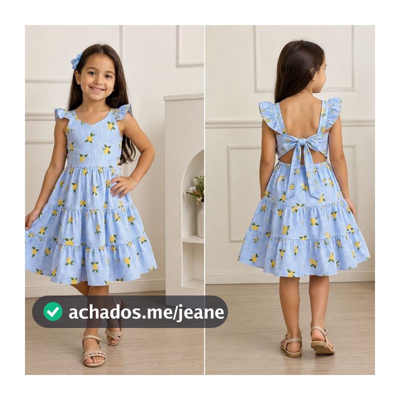 Vestido Infantil Estampado Menina Rodado com Babados para Festa e Passeio em Crepe Leve e Confortável.