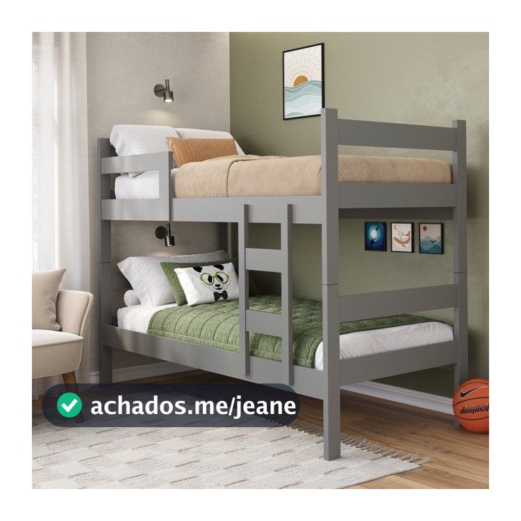 Beliche Solteiro em MDF 198cm x 92,5cm Prisma Cinza/Jequitiba Cinza/Jequitiba