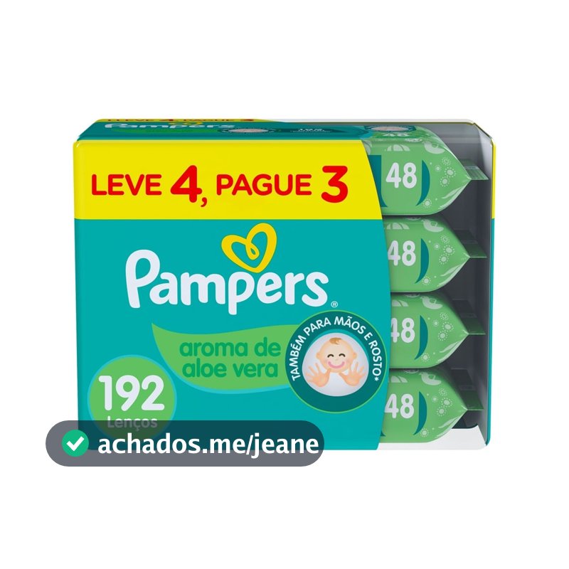 Lenços Umedecidos Pampers Aroma de Aloe Vera 192 Unidades