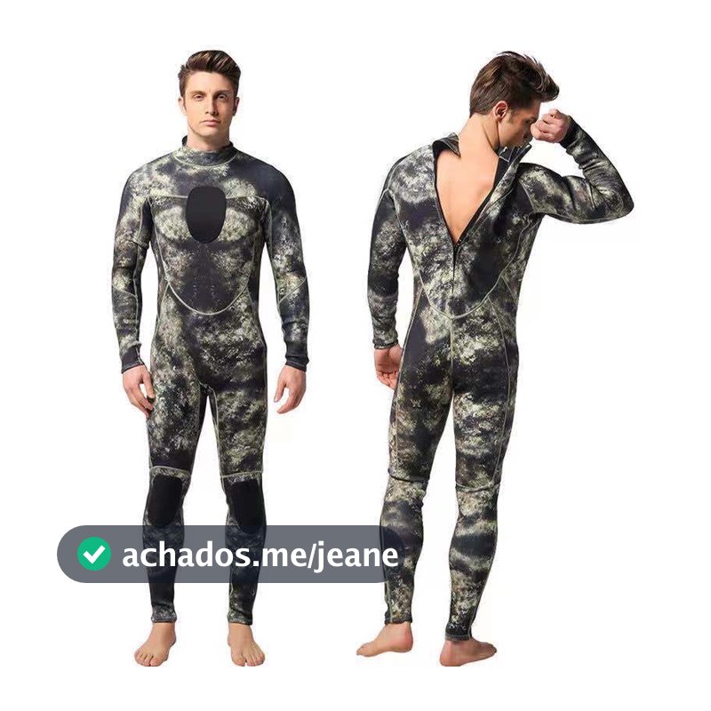 Roupa De Mergulho Neoprene  3mm Para mergulhor caça sub Camuflagem M - XXL