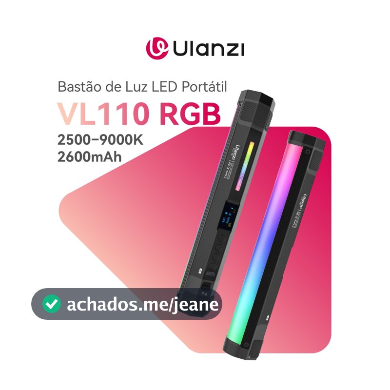 ULANZI VL110 RGB Bastão de Luz LED Portátil 2500–9000K, CRI95+, Magnético para Foto e Vlog
