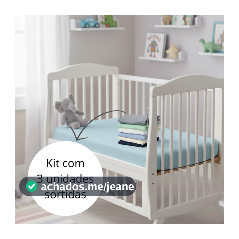 Kit 3 Lençol Berço Americano 130x70cm com Elástico Microfibra Menino Menina