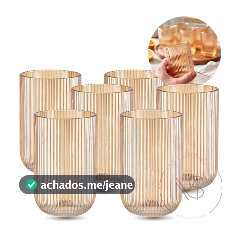 Jogo Copos Canelado e  Taças Versalhes Clear Jogo Com 6 ou 12 Peças