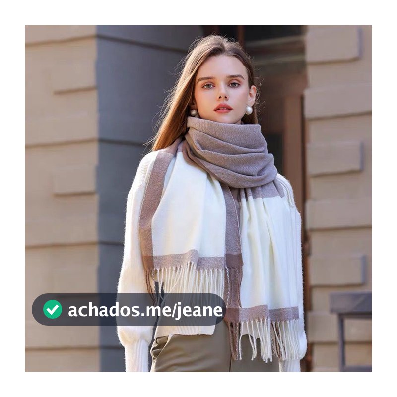 Cachecol Blocos de Cores Feminina De 250g Quente Grosso Pashmina Lenço Xale Ercharpe Quadriculado Com Franjas Presente