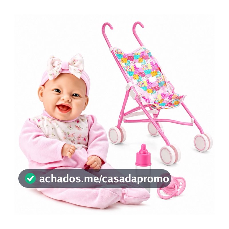 Boneca Com Chupeta Mamadeira Lola BabyRosa Menina Brinquedo Infantil Bebê Boneca Com Carrinho