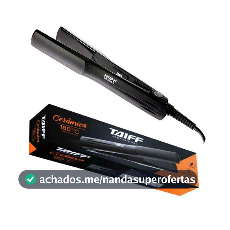 Prancha Chapinha Alisadora de Cabelo Taiff Cerâmica 180ºC Preta 110V/220V Bivolt